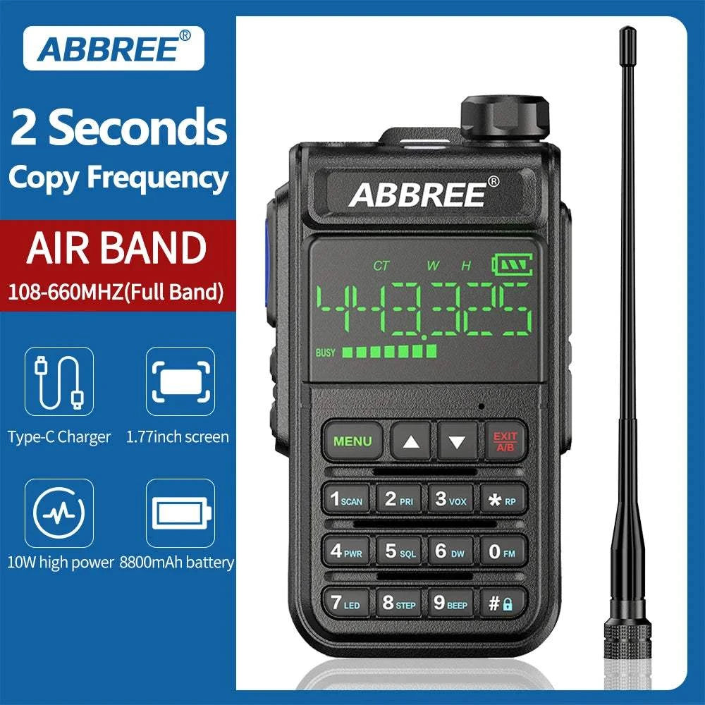 ABBREE AR-518 6 Bands Amateur Ham Two Way Radio 256CH Air Band Walkie Happy RadiosABBREE AR-518 6 Bands Amateur Ham