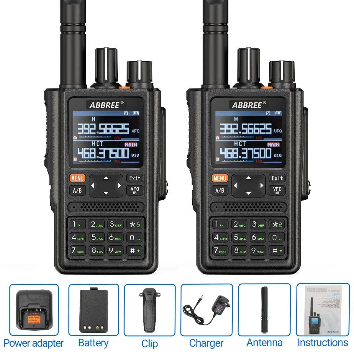 2pcs ABBREE AR-F8 GPS 6 Band Amateur Talkie high power 136-520MHz FreqHam Radios