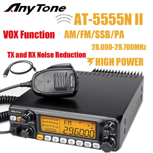 AnyTone AT-5555N II 28.000-29.700MHz 10 Meter Radio 40 Channel Mobile Ham Radios