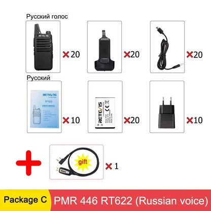 20 Pcs Wholesale Walkie Talkie RETEVIS RT22 FRS RT622 PMR Radio Handy Ham Radios