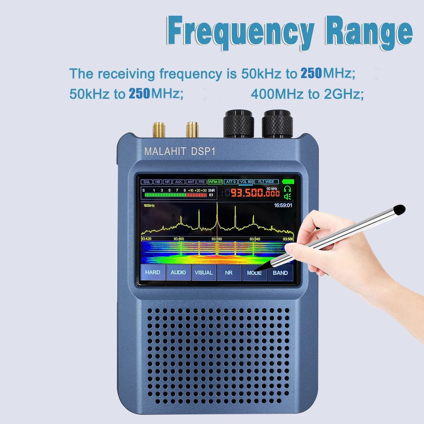 New 50KHz-2GHz Malachite DSP V9 SDR Receiver Radio Malahit-DSP1 1.10d Ham Radios