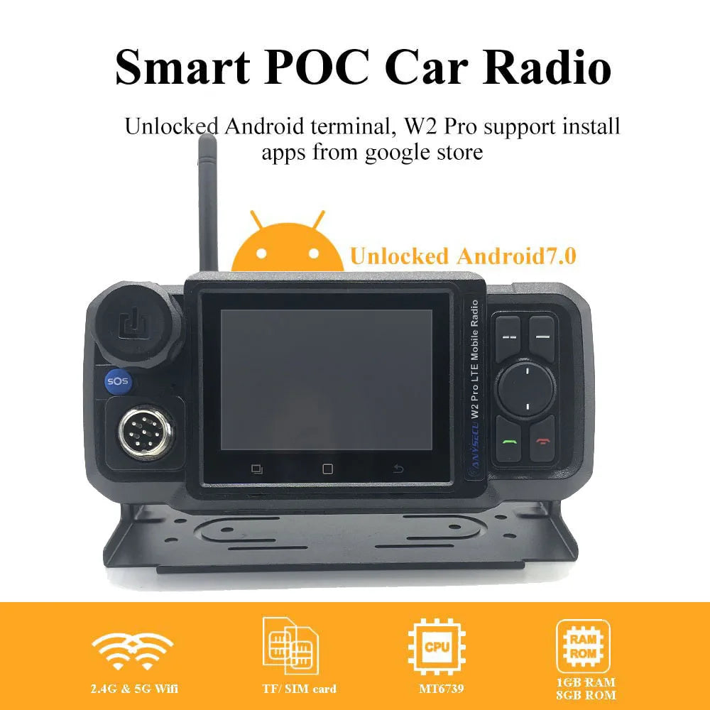 ANYSECU Zello 4G-W2 Pro Unlocked 4G Network Radio N61 Android 7.0 WIFI Poc Radio work with Real-ptt Grouptalk with Charger Set