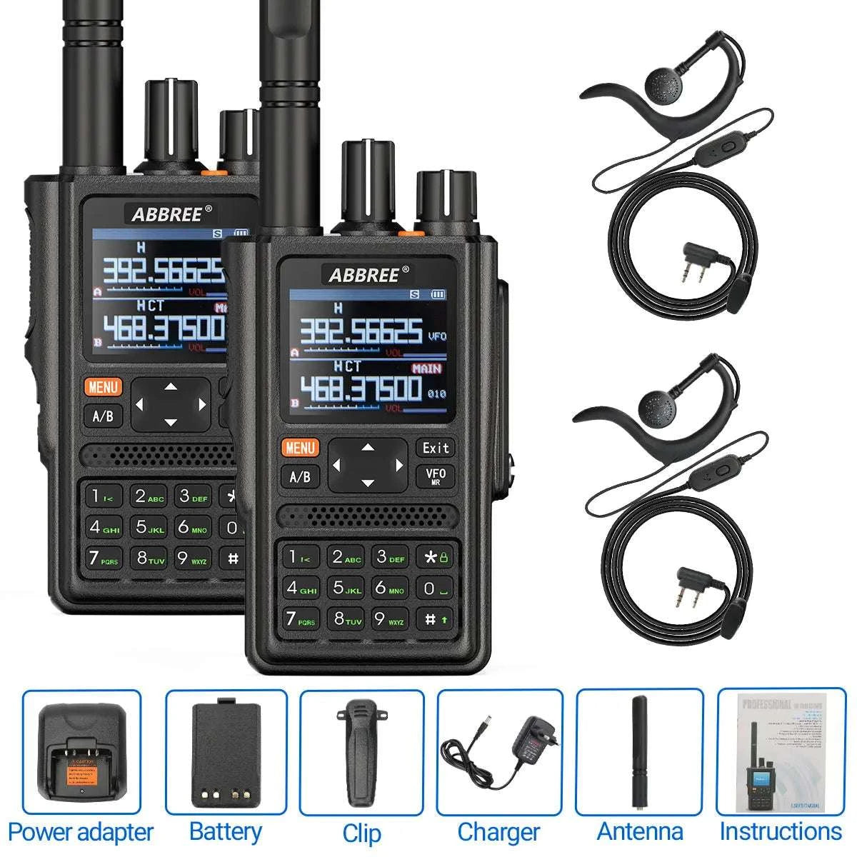 2pcs ABBREE AR-F8 GPS 6 Band Amateur Talkie high power 136-520MHz FreqHam Radios