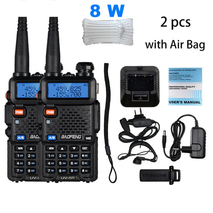2pcs Real 8W Baofeng uv-5r Walkie Talkie High Power Portable Ham CB RaHam Radios