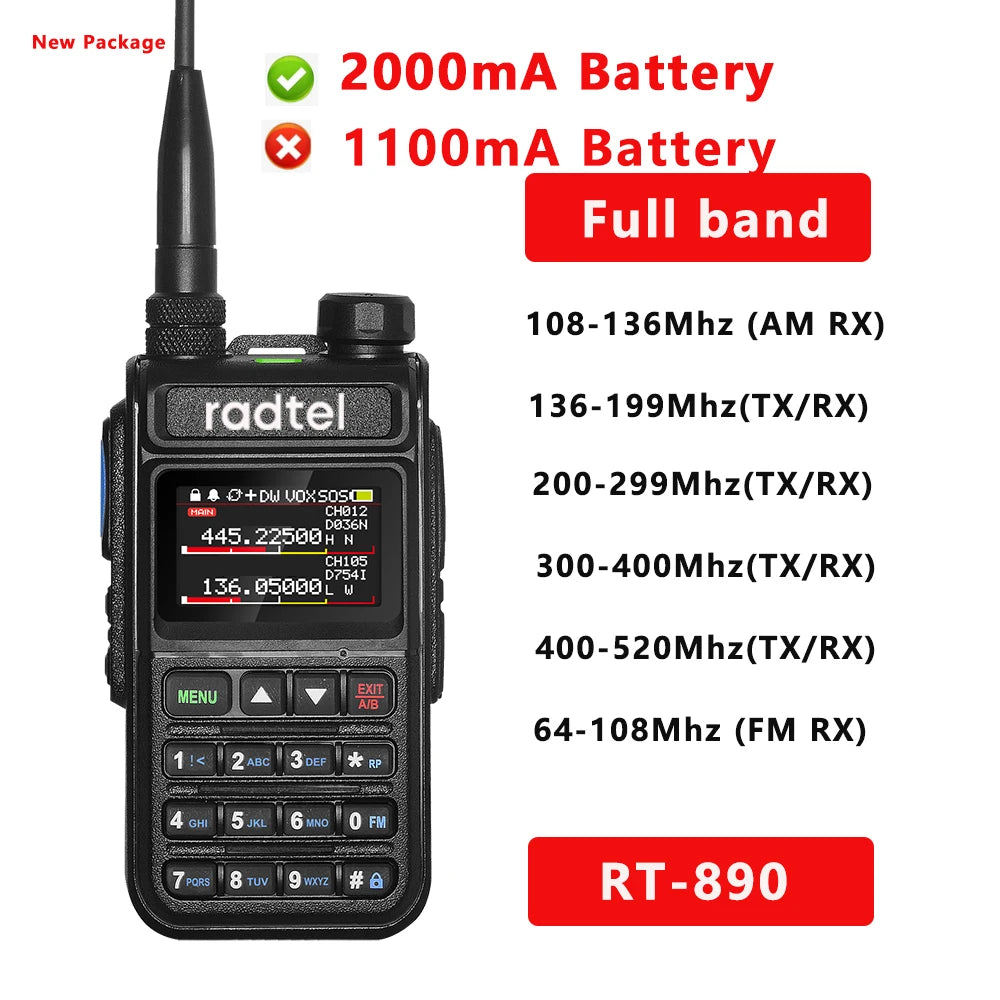 Radtel RT-890 NOAA Weather Channel 6 Band Ham  Amateur 2 Way Radio 999Ham Radios