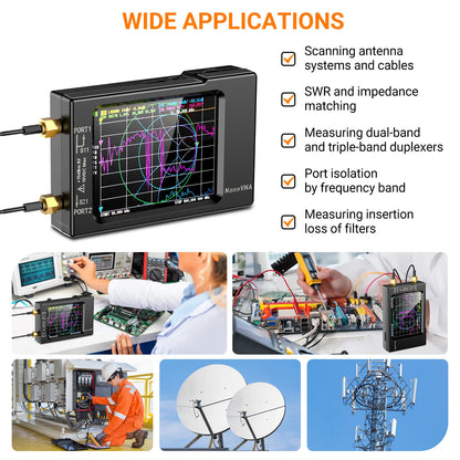 NanoVNA-H Vector Network Antenna Analyzer 10KHz-1.5GHz MF HF VHF UHF W/ Shell SD Card Slot Supprt 32G Digital Nano VNA-H Tester