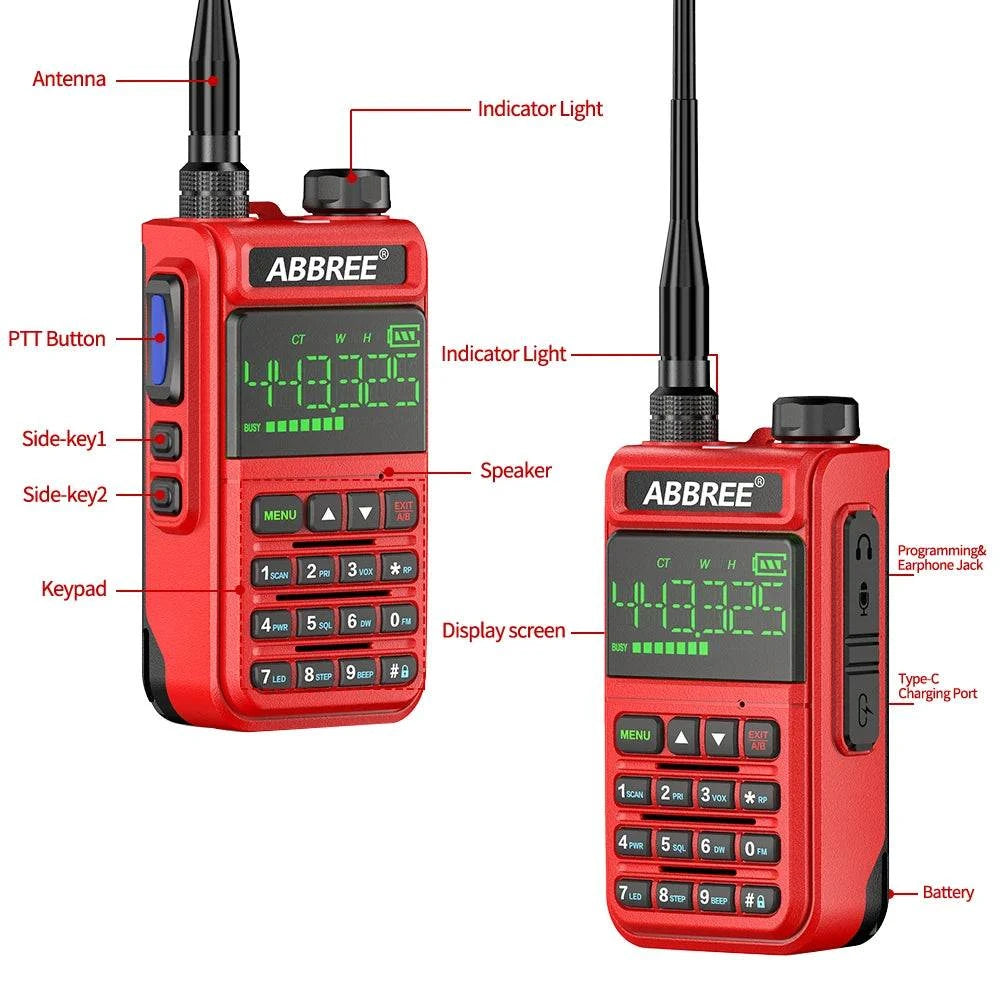 ABBREE AR-518 Air Band 108-660MHz  Walkie Talkie Wireless Copy FrequenHam Radios