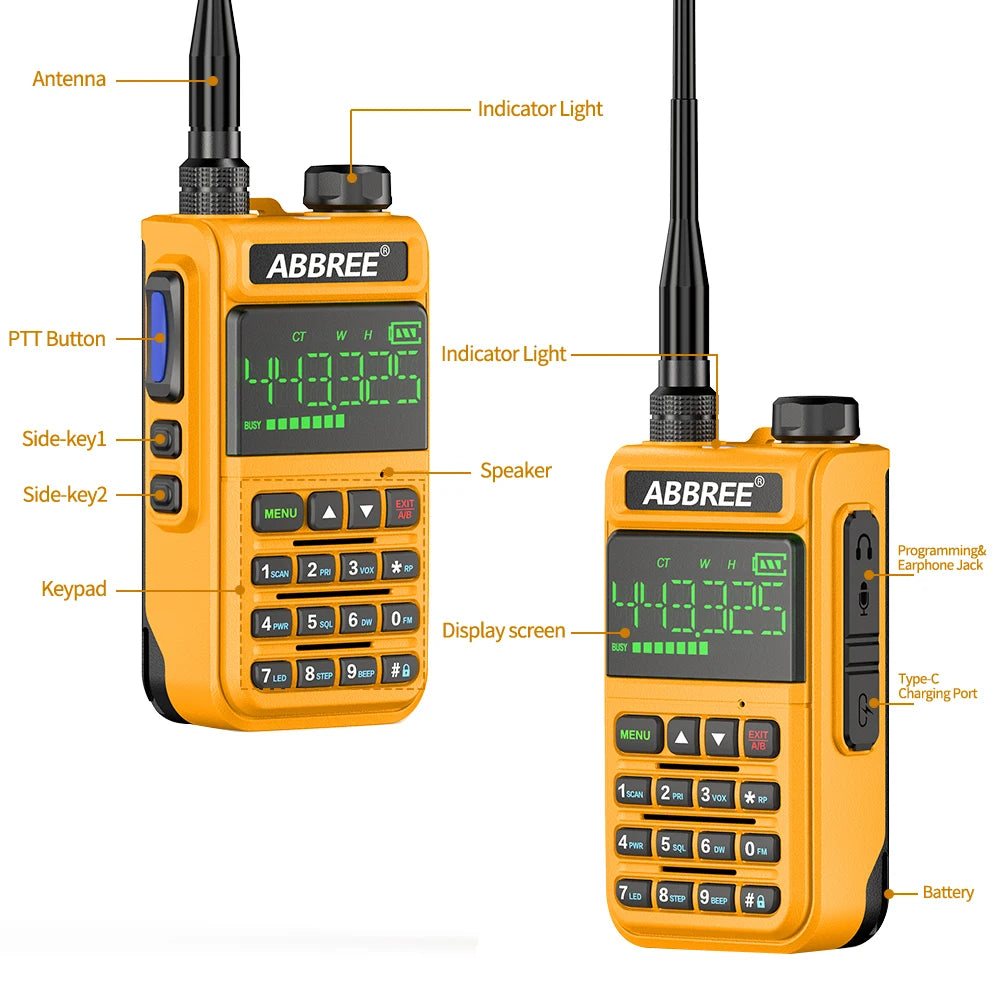 ABBREE AR-518 Air Band Full Band Wireless Copy Frequency Police ScanneHam Radios