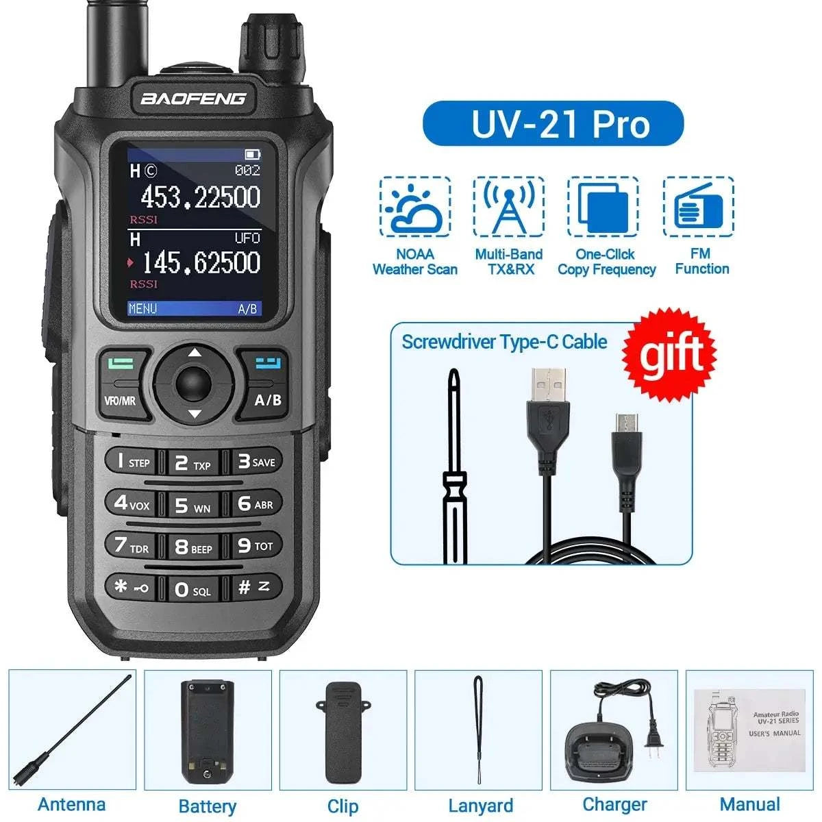 Baofeng UV 21 Pro Wireless Copy Frequency Walkie Talkie 16 KM Long RanHam Radios