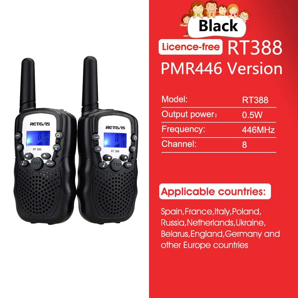 Retevis RT388 Walkie Talkie Children 2 Pcs Children Radio Receiver WalHam Radios