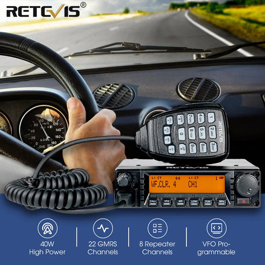Retevis RA87 Car Mobile Radio Station 40W High Power Long Range GMRS WHam Radios