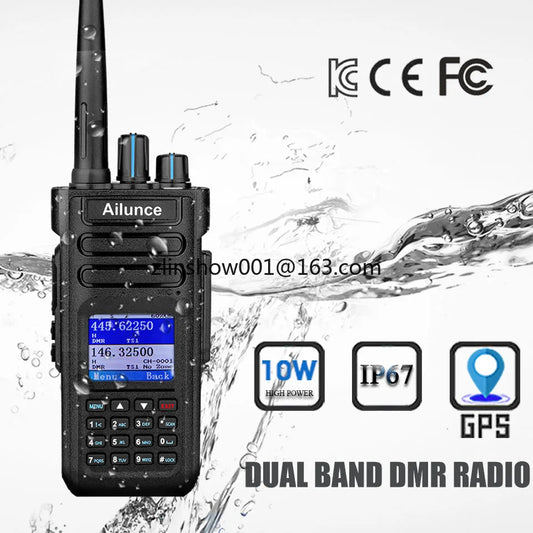 Ailunce HT: Ailunce 10w DMR GPS Intercom Police Scanner Two Way Radio Ham Radios