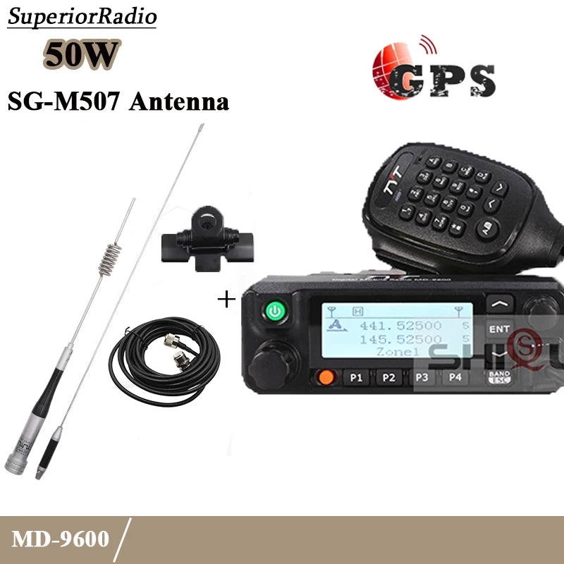 TYT MD-9600 DMR Digital Car Mobile Radio GPS 50W Dual Band 136-174MHz Ham Radios