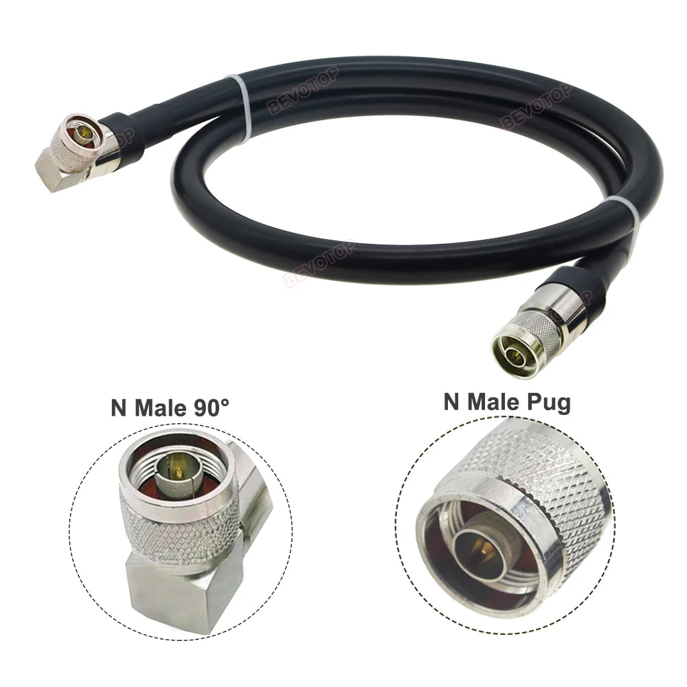 LMR600 N 90 Degree Low Loss 50 Ohm Coaxial Cable Extension Jumper PigtHam Radios