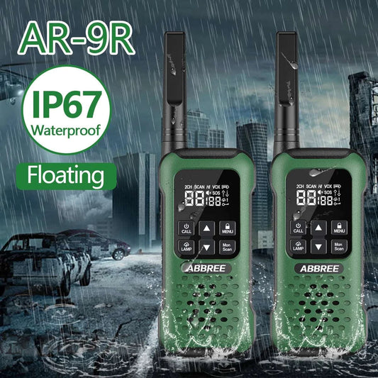 2Pcs Orignal ABBREE AR-9R IP67 Waterproof Walkie Talkie FRS/PMR Long RHam Radios