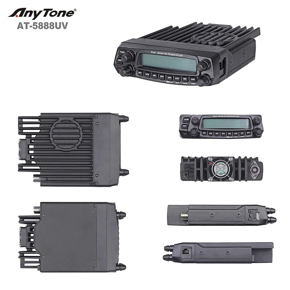 AnyTone AT-5888UV 50W 10KM Analog Dual Band Mobile Transceiver Truck AHam Radios