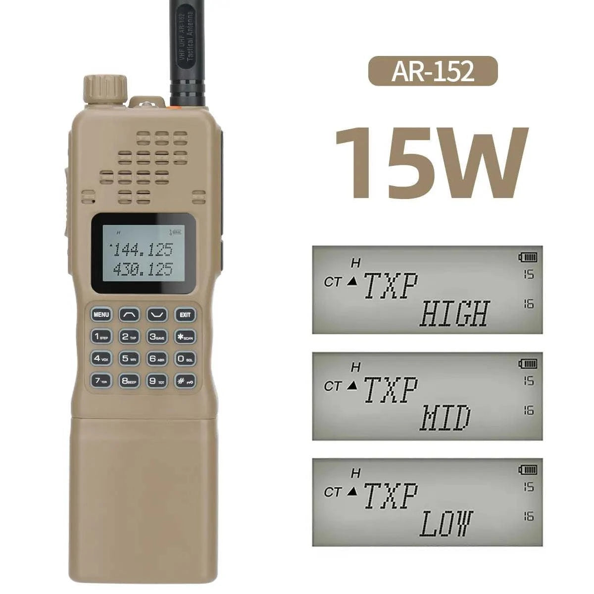 ABBREE 15W Powerful AR-152 Military Two Way Radio 12000mAh Battery TacHappy RadiosABBREE 15W Powerful AR-152 Military