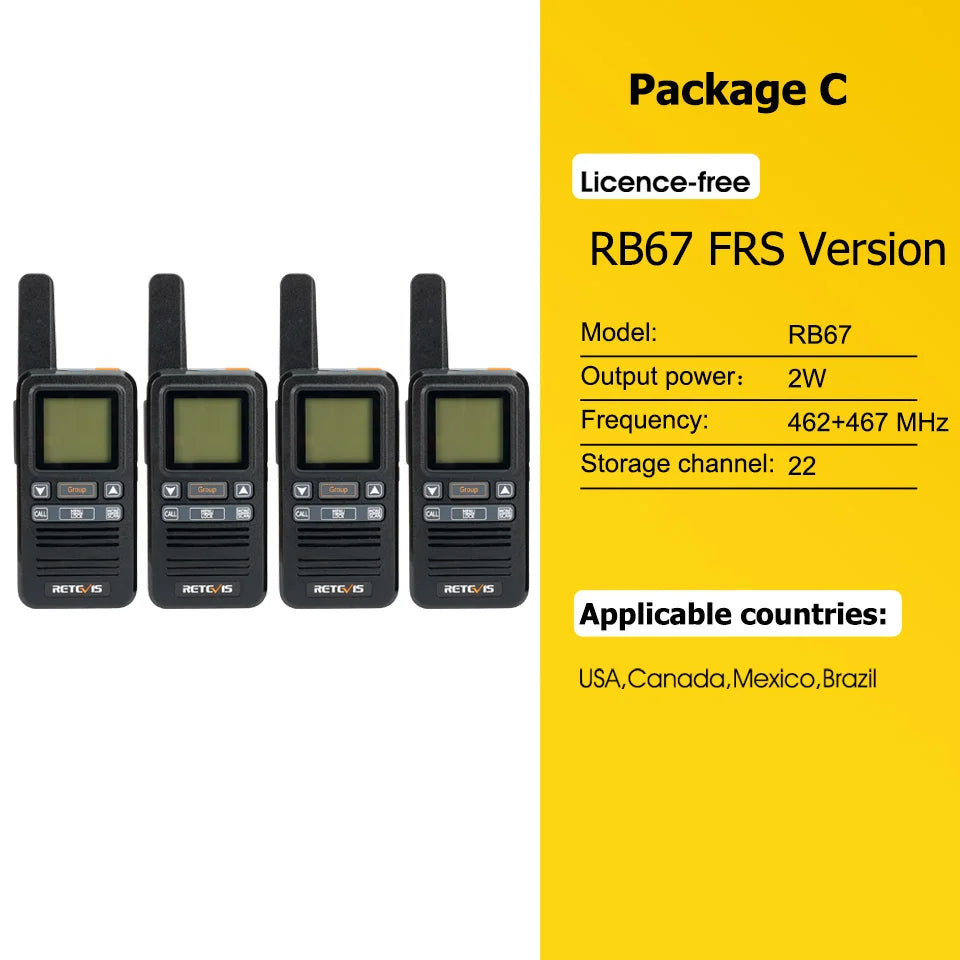 Walkie Talkie 2 Pcs Included Retevis RB667 4 Pcs Walkie-talkie PortablHam Radios