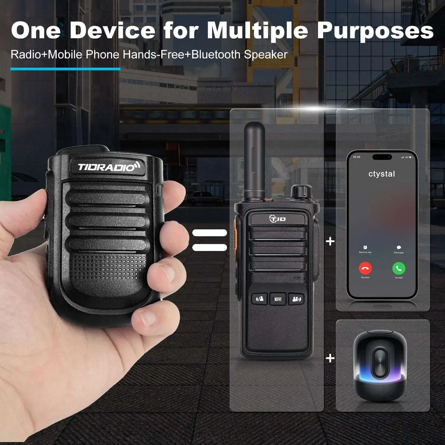 TIDRADIO Mini Radios Walkie Talkie Wireless PTT Wireless Bluetooth Microphone Wireless for Android Phone Zello App