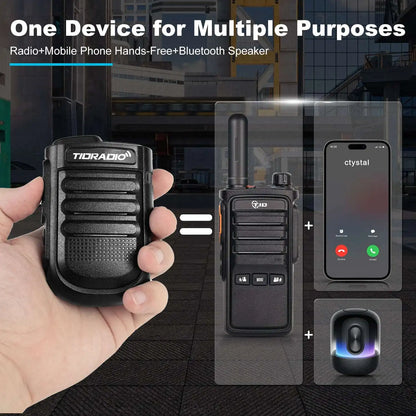 TIDRADIO Mini Walkie Talkie Wireless PTT Wireless Bluetooth Radios Microphone Wireless for phone and  PoC Android