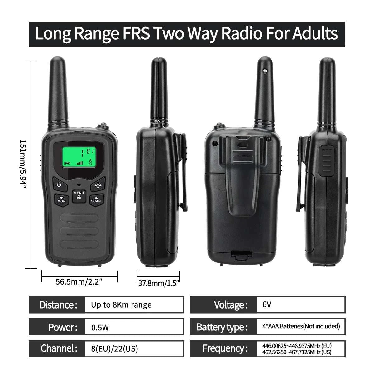 2 Pcs Original  BF-T5B Mini  Walkie Talkie Rechargeable Walkie-TalkiesHam Radios