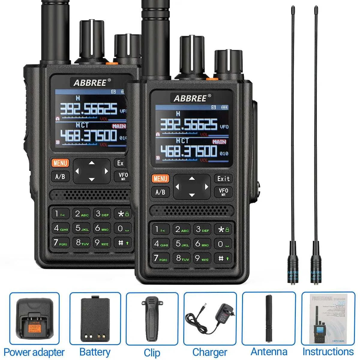 2pcs ABBREE AR-F8 GPS 6 Band Amateur Talkie high power 136-520MHz FreqHam Radios