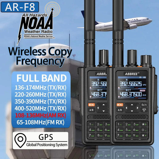 2pcs ABBREE AR-F8 GPS 6 Band Amateur Talkie high power 136-520MHz FreqHam Radios