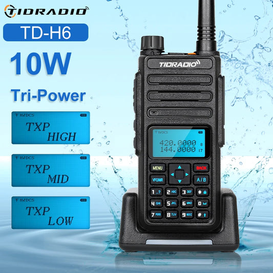 TIDRADIO TD H6 10W long Range Walkie Talkie Professional Ham Radio Hunting Station Wireless Comunicador Upgraded from UV-5R