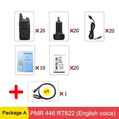 20 Pcs Wholesale Walkie Talkie RETEVIS RT22 FRS RT622 PMR Radio Handy Ham Radios