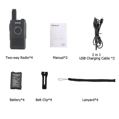 RETEVIS RT618 Rechargeable Walkie Talkie 4pcs PMR Radio PMR446 RT18 FRHam Radios