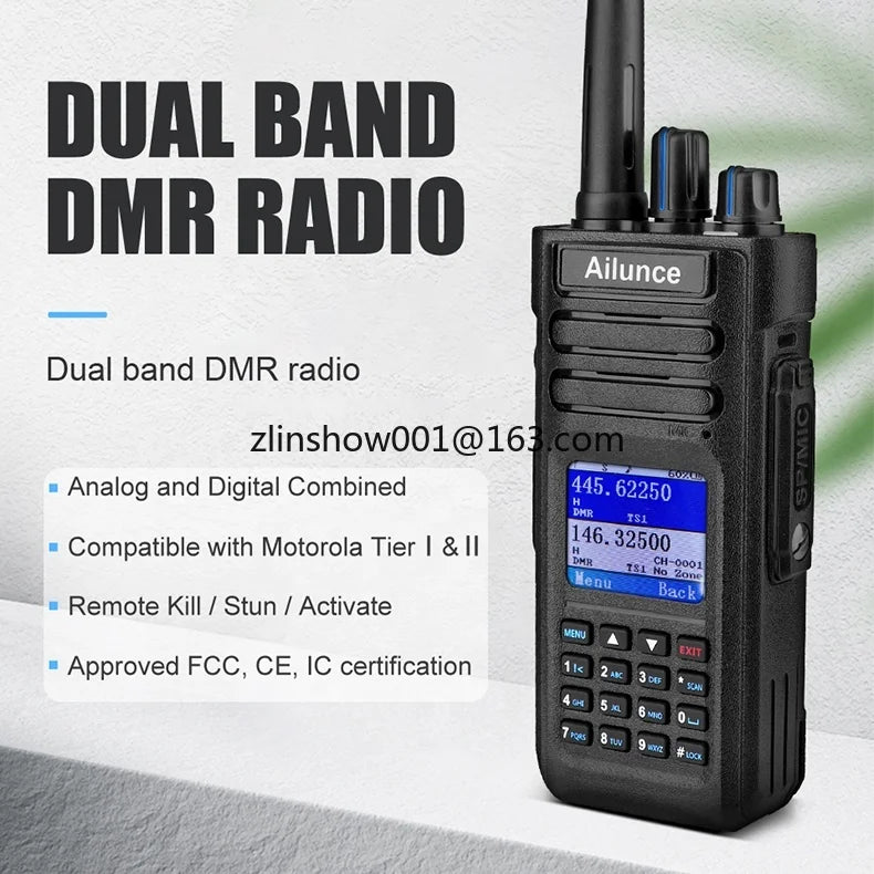 Ailunce HT: Ailunce 10w DMR GPS Intercom Police Scanner Two Way Radio Ham Radios