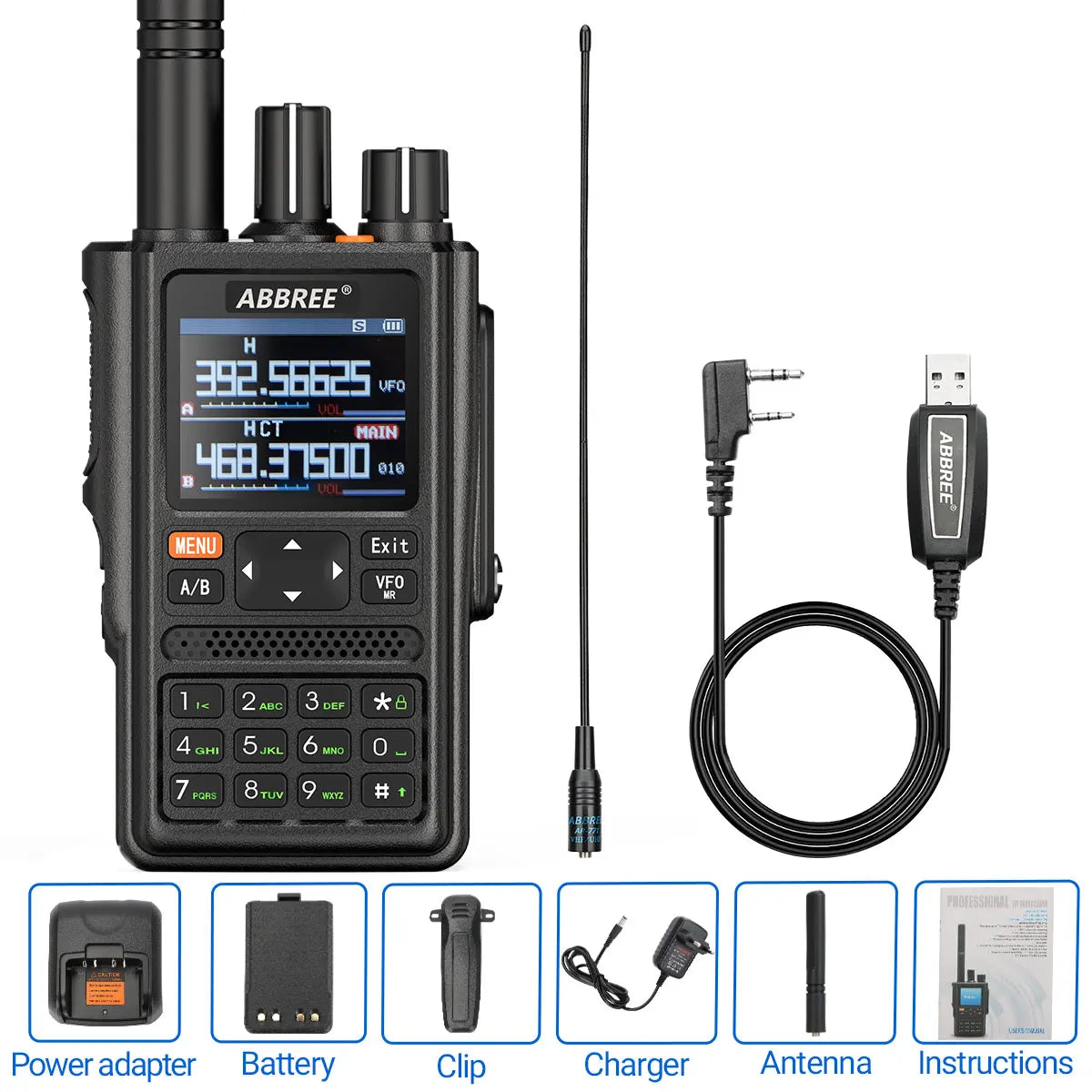 ABBREE AR-F8 GPS Transciver Full Band Walkie Talkie Outdoor Handheld WHam Radios