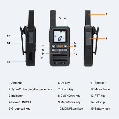 Walkie Talkie 2 Pcs Included Retevis RB667 4 Pcs Walkie-talkie PortablHam Radios