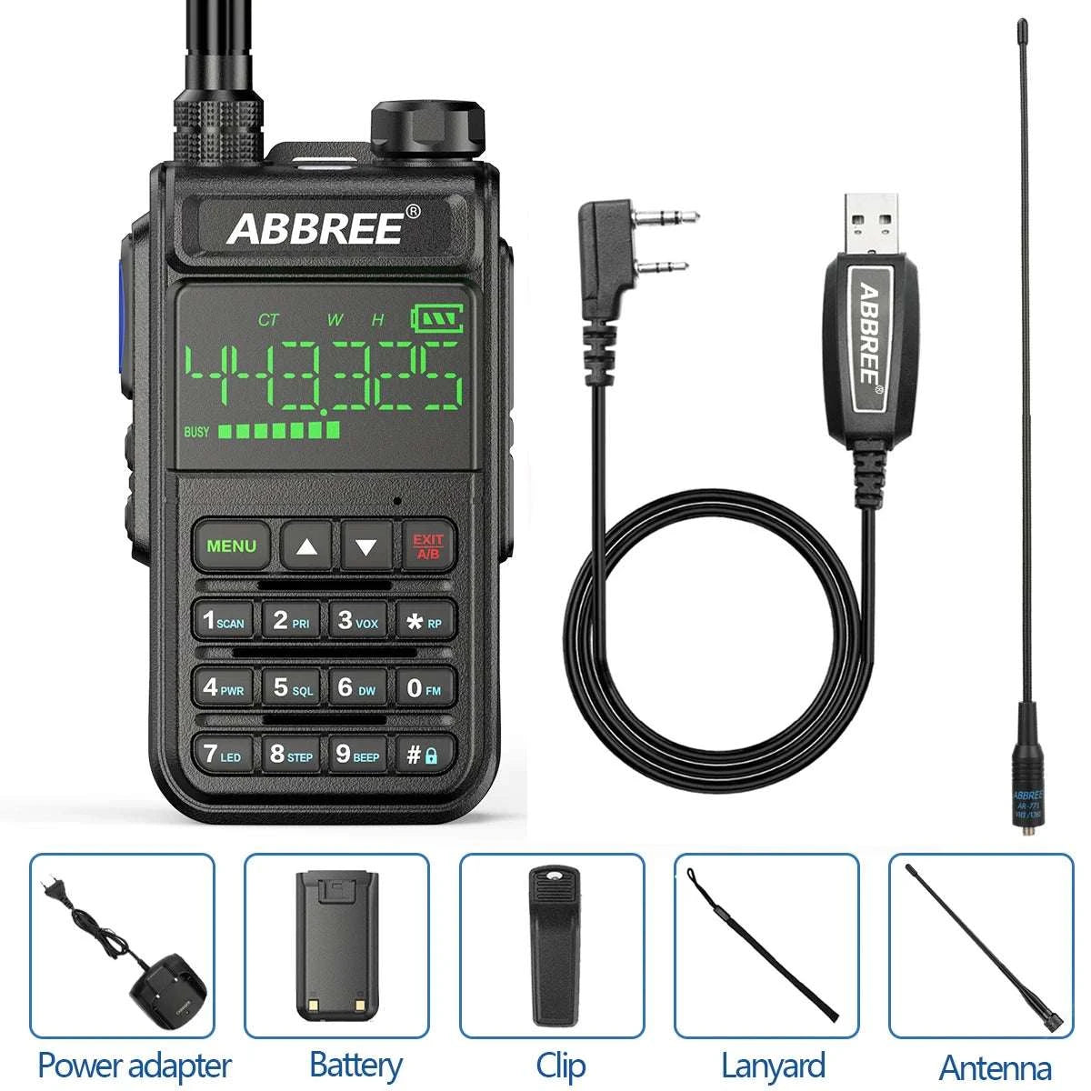 ABBREE AR-518 6 Bands Amateur Ham Two Way Radio 256CH Air Band Walkie Happy RadiosABBREE AR-518 6 Bands Amateur Ham