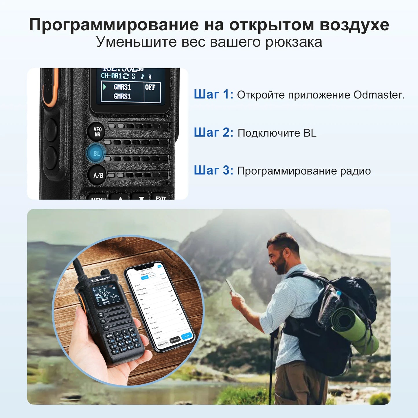 TIDRADIO TD H8 Profession Walkie Talkie Long Range  emergency radio FM Portable Two Way Radio Receiver Wireless Radio HAM GRMS