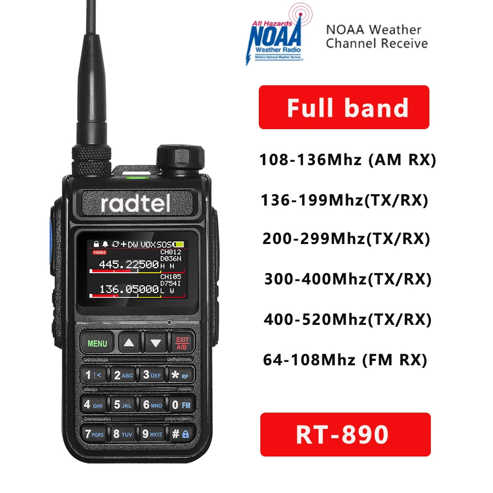 Radtel RT-890 NOAA Weather Channel 6 Band Ham  Amateur 2 Way Radio 999Ham Radios