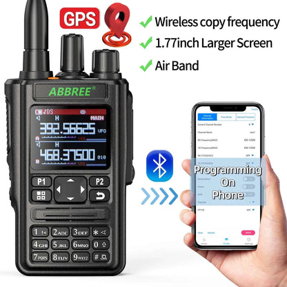 ABBREE AR-869 GPS Walkie Talkie Bluetooth Program 136-520Mhz Full BandHam Radios