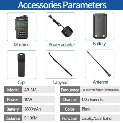 ABBREE AR-518 6 Bands Amateur Air Band Ham Two Way Radio VOX DTMF SOS Happy RadiosABBREE AR-518 6 Bands Amateur Air Band Ham