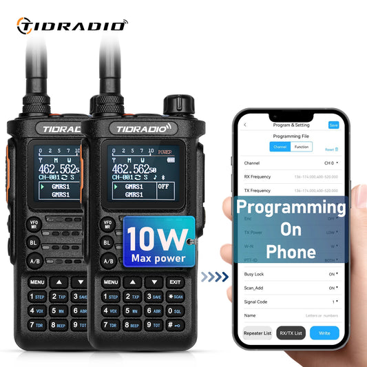 TIDRADIO TD H8 2PCS Professional Walkie Talkie Long Range 10W Two Way Radio Connection Phone APP Wireless Programming HAM GMRS