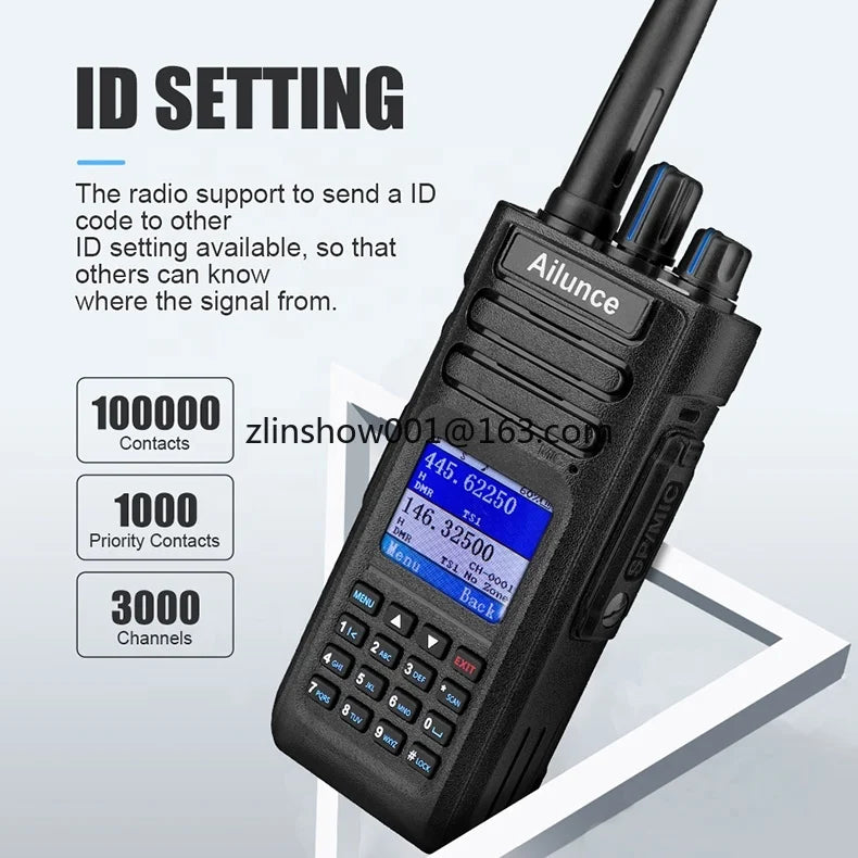 Ailunce HT: Ailunce 10w DMR GPS Intercom Police Scanner Two Way Radio Ham Radios