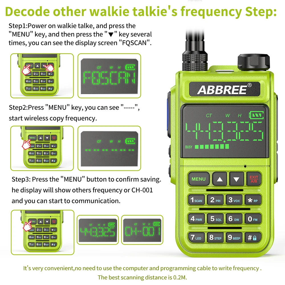 Original ABBREE AR-518 Air Band Full Band 108-660MHz Automatic WirelesHam Radios