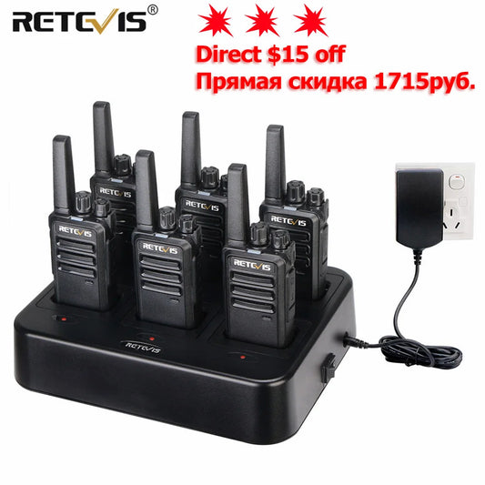 Retevis 6 Pcs RT668 Walkie Talkie Long Range PMR446 Walkie-Talkies PTTHam Radios