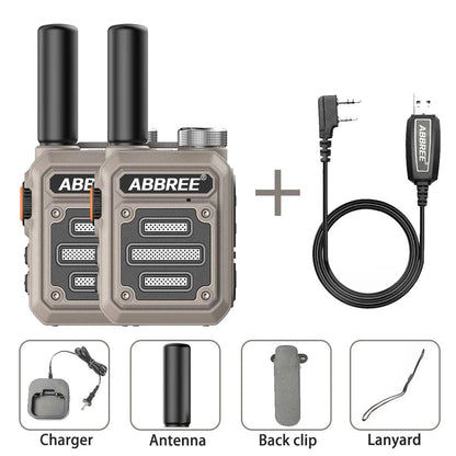 2pcs ABBREE AR-63 Mini Walkie Talkie Wireless Copy Frequency VOX SOS MHam Radios