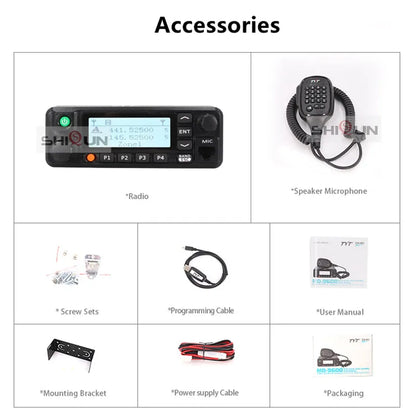 TYT MD-9600 DMR Digital Car Mobile Radio GPS 50W Dual Band 136-174MHz Ham Radios