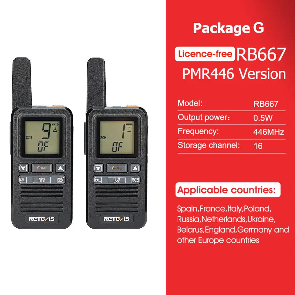 Walkie Talkie 2 Pcs Included Retevis RB667 4 Pcs Walkie-talkie PortablHam Radios