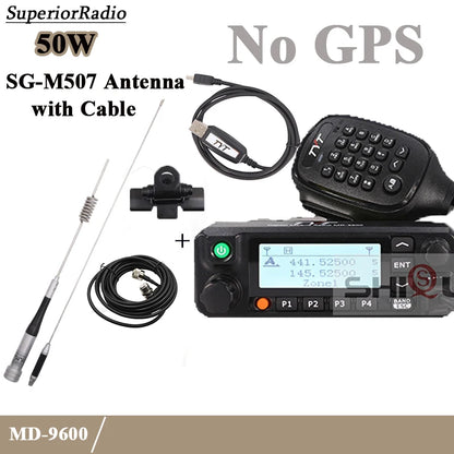 TYT MD-9600 DMR Digital Car Mobile Radio GPS 50W Dual Band 136-174MHz Ham Radios