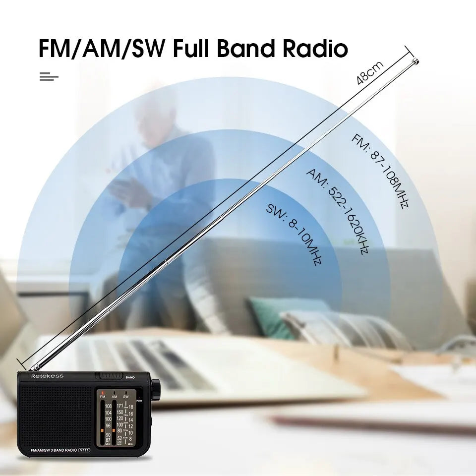 Retekess V117 Analog AM FM Radios ABS Material Shortwave Radio with TeHam Radios