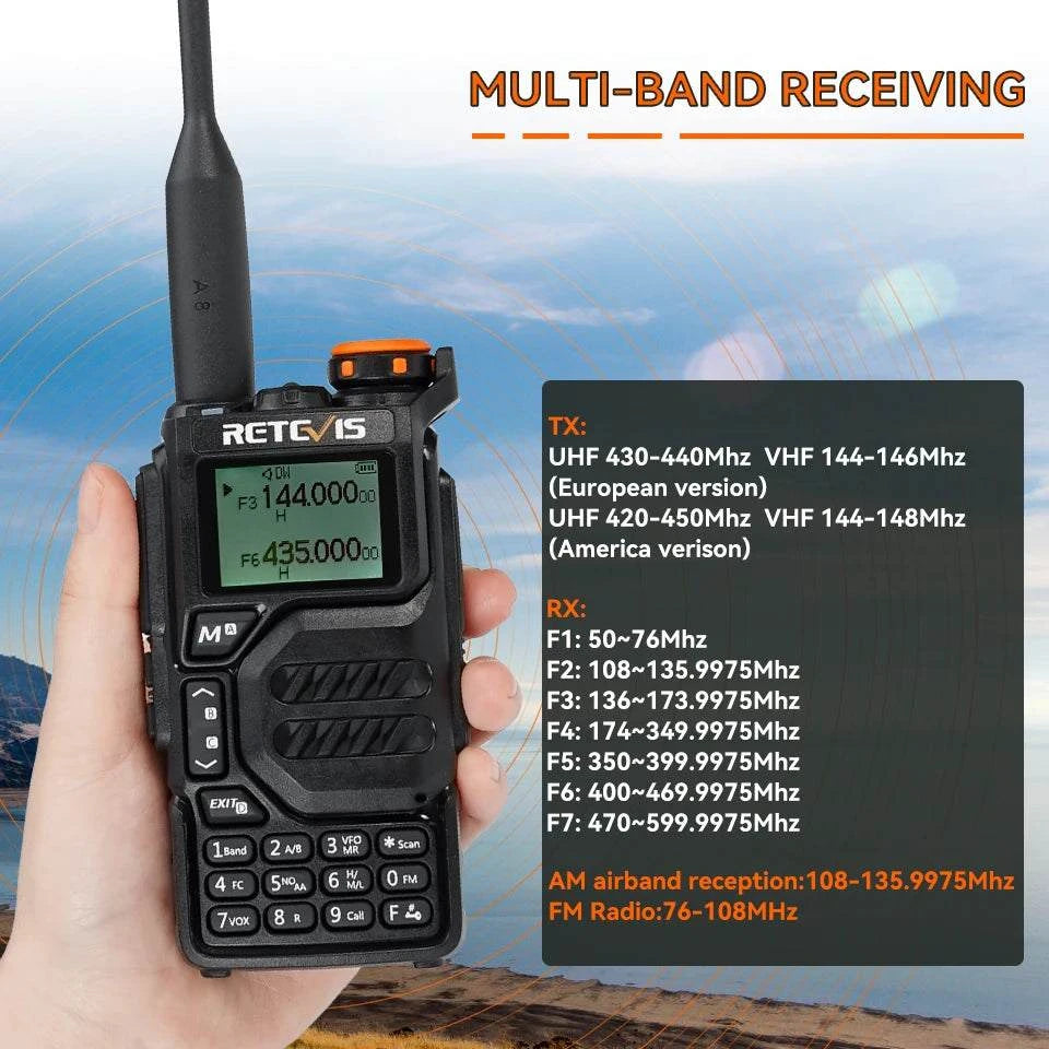 10PCS Retevis RA79 Walkie Talkie Airband Frequency Receiving UHF VHF DHam Radios