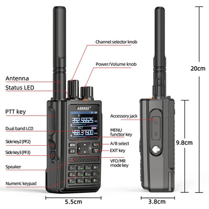 ABBREE AR-F8 GPS Transciver Full Band Walkie Talkie Outdoor Handheld WHam Radios