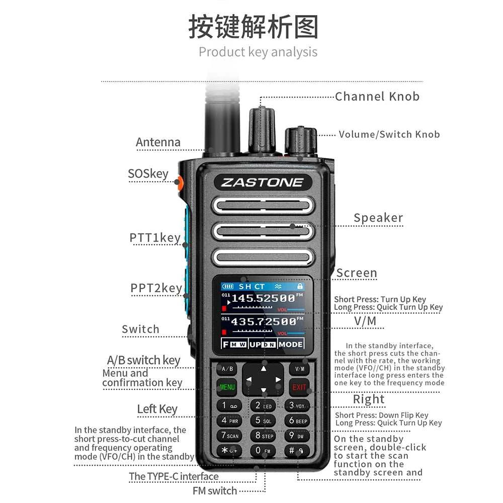 2PCS ZASTONE M9 10W Walkie Talkie Ham Amateur 2 Way Radio AM Air AviatHappy Radios2PCS ZASTONE M9 10W Walkie Talkie Ham Amateur 2